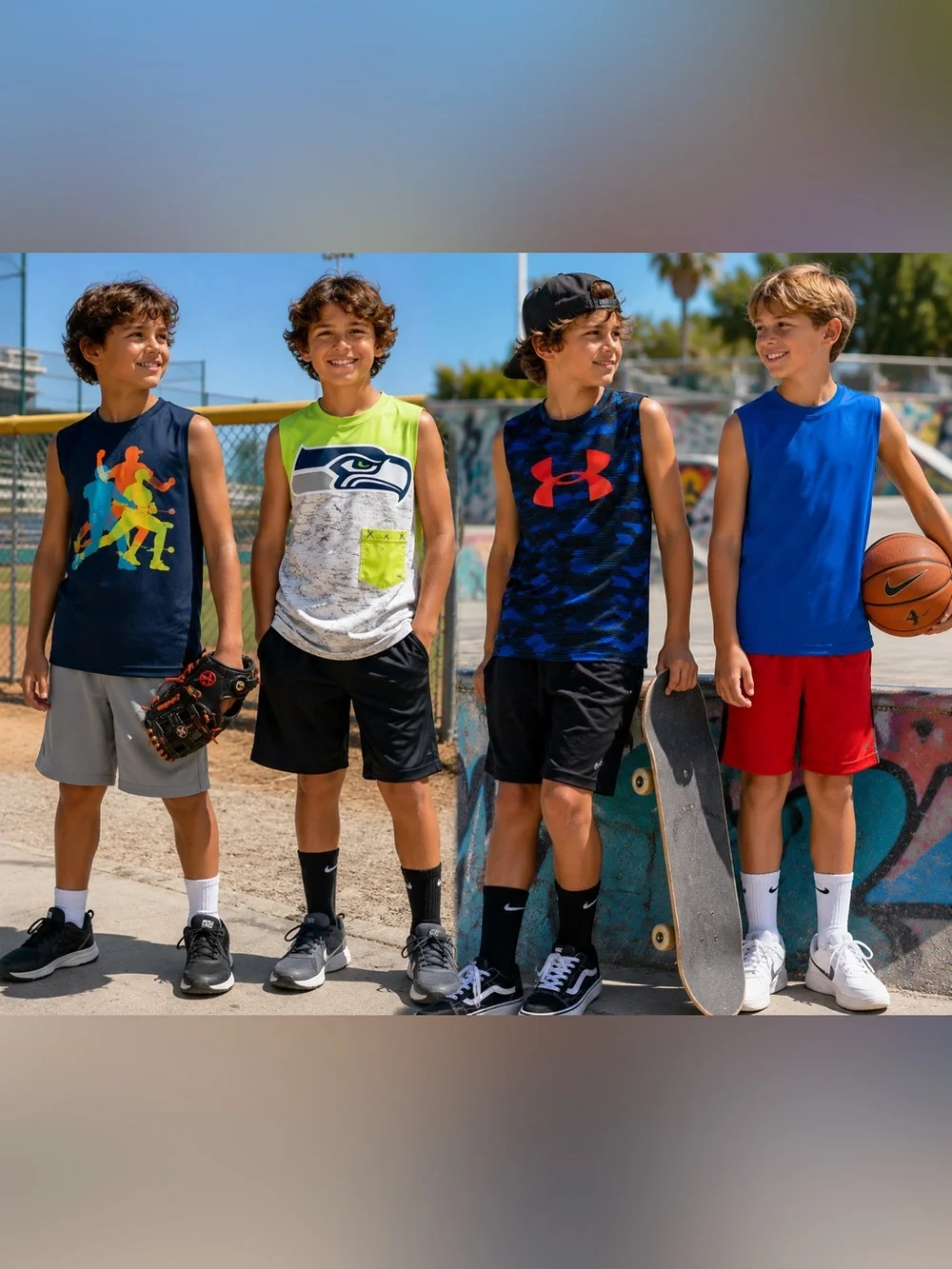 Boys Tank Top Bundle 8Pc Under Armour NFL Athletic Back to School Youth Size 6/7